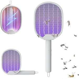 KOKOCCBD Electric Mosquito Swatter Racket Foldable Mosquito Killer USB Charging, Bug Zapper,Electric Fly Swatter with Trap LED UV for Indoor, Outdoor