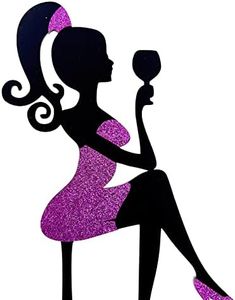 decoresca Decorazione per torta di compleanno – 24 x 14 cm – signora in tacchi alti – in abito broccato – decorazione per torta – topper compleanno – disponibile in acrilico e glitter (viola)