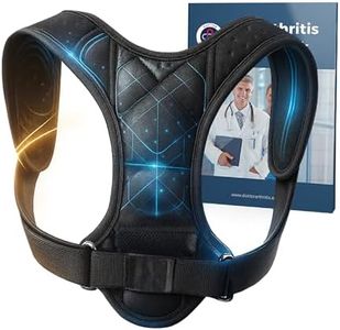 Doctor Developed Posture Support/Posture Correct/Stabilizer/Back Brace & Doctor Written Handbook - Fully Adjustable for Upper & Lower Back Pain & Support. Suitable for Men & Women (Black, Medium)