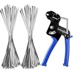 200PCS Metal tie wrap Gun Kit, Stainless Steel Cable Tie Gun Adjustable Tensioning and Cutting Tool with 200pcs 304 Self-Locking Stainless Steel Cable Ties of Sizes 4.6x270mm (CT03 Zip tie Tool kit)