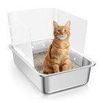 Eosarcu Cat Litter Box Pee Shields, High Sided Litter Box Splash Guard, Seamless Urine Leakage Enclosure for Open Top Litter Pan 14.57×10.63in (3Pcs)- Litter Box Not Included