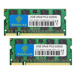 Rasalas 4GB(2x2GB) DDR2 667MHz PC2-5300 SODIMM 2GB ddr2 RAM Laptop 5300S 666Mhz 2Rx8 200 Pin 1.8V CL5 Memory for Mac Notebook Laptop Non-ECC Unbuffered