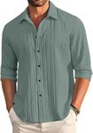 FINIVO FASHION Textured Shirts for Men || Casual Shirt for Men || Shirt for Men|| Men Stylish Shirt || Men Fancy Shirt || Men Full Sleeve Shirt || Plain Shirts for Men Green