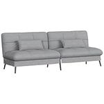 COMHOMA Fabric Sofa Bed 3 Seater Upgraded Frame 5-Gear Back Angle Adjustable Futon Sofa for Living Room, Guest Room, Spare Room, Gray