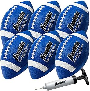 Franklin Sports Junior Footballs - Grip-Rite 100 - Kids Junior Size Rubber Footballs - Youth Balls - 6 Pack of Balls with Pump - Blue/White