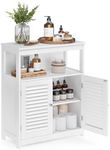 VASAGLE Wooden Bathroom Floor Cabinet Storage Organiser Rack, Kitchen Cupboard Free Standing, with Double Shutter Doors, White BBC40WT