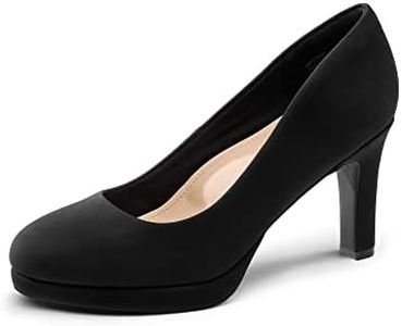 DREAM PAIRS Scarpe Eleganti con Tacco Alto Comodo Salone per Donna Tacchi Alti Classici per con Piattaforme per Feste di Lavoro Aziendali Nero-Nabuck SDPU2365W-E Taglia 38 (EUR)