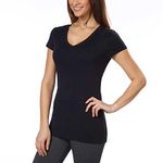 Kirkland Signature Ladies Premium Pima Cotton V-Neck T-Shirts - Black - Small