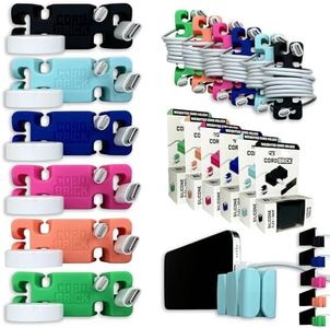 CordBrick 6pk Weighted Cord Holder for Nightstand - Phone Charger Cable Management for Travel - Phone Accessory Stocking Stuffers for Adults - Multipurpose Gift for Home, Office, Assorted