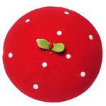 Handmade Kawaii Red Strawberry Beret Vintage Artist Painter Hat Women Wool Cap Warming Gift