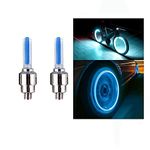 VISTAR Car/Bike/Bicycle Tyre Led Light Rim Valve Cap Flashing With Motion Sensor Blue Color (Set Of 2 Pcs)