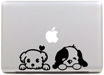 Vati Leaves Removable Creative Flying Two Cute Cartoon Dog Decal Sticker Skin Art Black for Apple Macbook Pro Air Mac 13" 15" inch/Unibody 13" 15"Inch Laptop