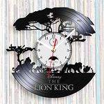 Viiluuxr Vinyl Record Wall Clock - 12 Inch Silent Battery Operated Lion Themed African Savannah Home Decoration Creative for Kids and Friends Non-Ticking Quartz Clock.