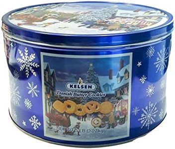 Kelsen Danish Butter Cookies in Decorative Holiday Tin, 80 Ounce (300 Cookies)