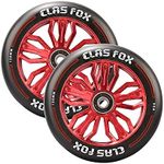 CLAS FOX Pro Scooter Wheels 120mm - Scooter Wheels 120mm Pair - Set of 2 - Pro Scooter Wheels – 120x24mm with Bearings Installed - Scooter for Kids - Scooter Parts (Black-Red)