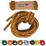 Mercury + Maia Honey Badger Boot Laces Heavy Duty w/Kevlar - Made in USA - Thick Bootlaces for Work and Hiking Boots - Gold, 84 in (1p)