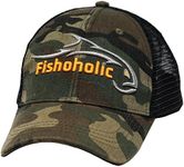 Fishoholic Snapback Baseball Fishing Hat - Mesh Trucker Fishing Gift for Dad Father