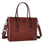 MOSISO PU Leather Laptop Tote Bag for Women (17-17.3 inch),Brown