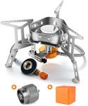 Odoland 3500W Windrpoof Camp Stove Camping Gas Stove with Fuel Canister Adapter, Piezo Ignition, Carry Case, Portable Collapsible Stove Burner for Outdoor Backpacking Hiking and Picnic