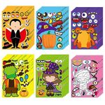 36 Sheets Halloween Craft Stickers Party Favor Game Stickers DIY Make Your Own Face for Halloween Kids Toddlers Trick or Treat Pumpkin Ghost Zombie Monster Stickers (36Pcs-B)