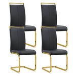 AISYKOD Dining Chairs Set of 4, Modern Dining Room Chairs with Faux Leather Upholstered Seat High Back and Sturdy Chrome Legs, Sillas De Comedor Chairs for Dining Room, Kitchen, Living Room,Black