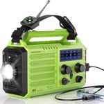 5-Way Powered Emergency Weather Radio,5000 Rechargeable AM/FM/SW/NOAA Radio with Solar Charging,Hand Crank,AAA Operated,SOS Alarm,USB Charger,LED Camping Flashlight/Reading Lamp,Headphone Jack,Compass