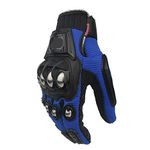 Steel Outdoor Reinforced Knuckle Motorcycle Motorbike Powersports Racing Textile Safety Gloves (Blue, Large)