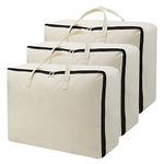 AMJ 3 Pack - Natural Cotton Storage Bag, Household Essentials Sweater Storage Bag, Breathable & Washable, Beige (60 * 45 * 22cm)