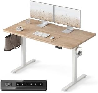 FEZIBO Bureau électrique réglable en Hauteur - 140 x 60 cm - Bureau Debout réglable avec Commande à mémoire de Forme - Planche Chêne Blanc
