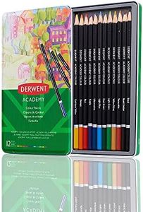 Derwent Academy Colouring Pencils, Set of 12 in Tin Box, Blendable Multicolour Artist’s Pencils, Ideal for Colouring, Drawing & Illustration, Premium Hobbyist Quality, 2301937