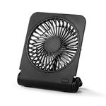 coldSky Desk Fan, 1800mAh Battery Powered Fan, USB Rechargeable Fan, 4 Speed Adjustable Portable Fan for Bedroom, Kitchen and Office Black