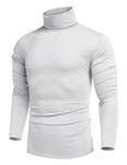 COOFANDY Mens Roll Neck Jumpers Turtle Neck Jumpers Roll Neck Tops for Men Turtleneck Sweaters Lightweight Polo Neck Jumpers Slim Fit Knitted Pullover White XL