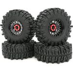 HOBBYSOUL RC 2.2 Mud Slingers Tires 124mm & 2.2 Beadlock Wheels Adjustable 4 Offsets Rims Black Fit for RC Mud Crawler Trail Gen8 Everest 10 gen 7 Pro/Axial Capra Wraith / TRX4, (4-Pack, Assembled)