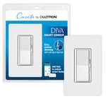 Lutron Caseta Smart Lighting Diva Smart Dimmer Switch w/Wall Plate for LED Bulbs, Works w/Alexa, Apple Homekit, Google Home (Hub Required), 150W, No Neutral Required, DVRFW-6L-WH-A, White