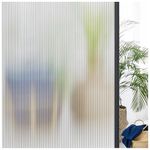 Coavas Window Films for Privacy 3D Decorative Window Tint Reeded Glass Window Film Non Adhesive Window Films for UV Blocking Glare Control for Home Office, 17.5 X 78.7 in, 45 X 200 cm, Pure