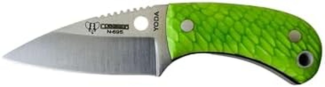 Cudeman Nuevo Cuchillo de Cuello Yoda 200-JV-K KYDEX Hoja de Acero Böhler N-695 y empuñadura de Juma verde serpiente de 5,8 cm para Caza, Pesca, Supervivencia y bushcraft + Portabotellas Regalo