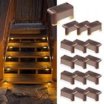 Solar Lights for Outdoor, 16 Pack Stair Lights, Waterproof LED Lights for Outdoor Stairs, Steps, Fence, Yard, Patio, Gutter, Pathway, Decoration, Warm White