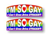 2 I'm So Gay I Can't Even Drive Straight 9" Full Color Decals LGBT Pride Gift Rainbow Flag Decal for Gay Lesbian Car Truck Vehicle Vinyl Stickers