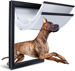 HANIML XL Dog Door for Exterior Doors, Heavy Duty Aluminum Doggy Door, Extreme Weather Doggie Door, Giant Dog Door for Large and Extra Large Dogs Up to 220 lbs, Dual Flap Insulated Dog Door, Lockable
