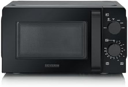 SEVERIN Mikrowelle Solo, zum Auftauen und Erhitzen, Mikrowellengerät mit Drehteller und 6 Leistungsstufen, DESIGN - Schwarz komplett, 700 W, 19 L Füllvolumen, MW 9180