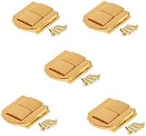 Dophee 5 PCS Toggle Catch Lock 0.98"x0.79" Gold Retro Style Iron Hasp Wood Chest Lock Latch Clasp with Screws for Jewellery Box Suitcase Chest Decoration