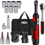 Electric Ratchet Wrench 3/8 Cordless Ratchet Wrench Set, Extended 55 N·m Battery Powered Ratchet Tool with 1 Hand Tool, 7 Sockets, 2 Screwdrivers, 1 Extender, 1/4" Adapter Dobetter-DBCRW12L