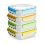 Snap Fresh - 4 Pack of Sandwich Containers (450 ml) - Reusable, BPA Free Plastic, Snap & Lock Shut Lids and Silicone Seal. Great for Fruit, Salad, Lunch Box Snacks and Food Storage; Kids and Adults