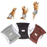 Luxja Reusable Male Dog Diapers (Pack of 3), Washable Puppy Belly Band, Black+Gray+Coffee(Medium)