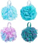 Radsocken 4 PCS Shower Puff Loofahs, Large 75g Bath Sponge, Mesh Pouf Soft Bath Scrunchie Body Scrubber Easy Foaming Exfoliating Body Puff