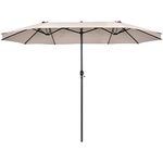 TANGZON Outdoor Double-Sided Umbrella, 4.6M Extra Large Patio Parasol with Hand-Crank System, Air Vents & 12 Ribs, Twin Size Market Sun Shade for Poolside Deck Lawn Commercial (Beige)