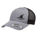 Love Sketches Embroidered Shark FIN Trucker Snapback Cap Mesh Back Men and Women (Heather/Black-bk)