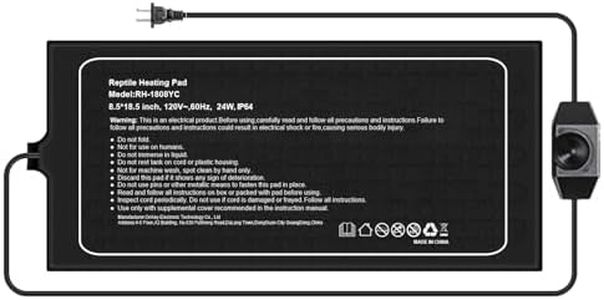 COSYTOUR Reptile Heat Pad, 6x8 Inches, Adjustable Temperature Control, 8W, for 10-20 Gallon Tanks (L, with Adjust Knob)