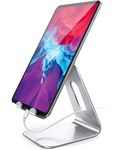 Lamicall Tablet Stand, Adjustable Tablet Holder - Desktop Stand Dock Compatible with iPad 2022 2021 2020 2019, 9.7, 10.2, 12.9, iPad Air Pro Mini, Switch, Kindle, Samsung Tab, Tablet 4-13", Silver