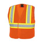 Pioneer Hi Vis 5 Point Tear Away Safety Vest - Adjustable - Poly Mesh Breathable - Hi Vis Orange